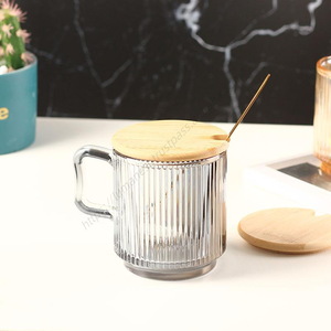 Vasos de Whisky SQ114 al por Mayor, Vaso de Agua de Cristal Vertical con Tapa de Madera, Taza de Vidrio para Leche y Café para el Hogar - Product Image 3