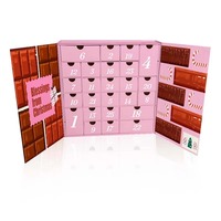 Vente en gros de cadeau de Noël personnalisé rose doux calendrier de compte à rebours cadeau de papier de carton de luxe Noël pour le calendrier de l'avent