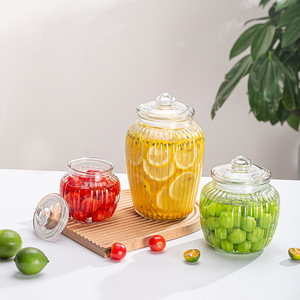 Thickened Glass Airtight <b>Jar</b> Large Capacity Cylinder Shape Solid Color With Plastic Lid For <b>Pickling</b> Storage Household Use - Product Image 4