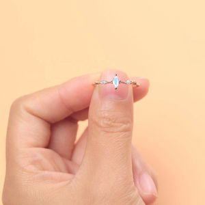 Anillo de Compromiso de Plata 925 con Baño de Oro Rosa, Joyería de Dedo para Mujer, Anillos de Piedra Lunar con Corte Marquesa para Chica - Product Image 6