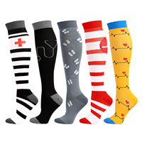 Chaussettes de compression sportives pour adultes avec logo personnalisé, chaussettes de course fines pour hommes, antidérapantes, longues, avec imprimé automne sur le bord du mollet