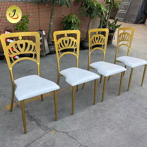 Chaises de banquet d'hôtel modernes en gros, meubles d'extérieur, métal bon marché, fer, clair et or, dossier croisé, chaises de salle à manger, événements de mariage - Product Image 4