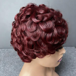 Peluca de Cabello Remy <span class=keywords><strong>Corto</strong></span> para Mujer, Estilo Elfo, Rubio Transparente, Resistente al Calor, Grado 12A, Calidad de Exportación - Product Image 3