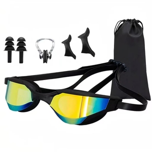 Lunettes de natation avec bouchons d'oreilles et pince-nez, anti-buée, sans fuite, protection UV, pour femmes et hommes - Product Image 1
