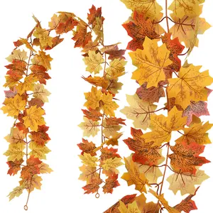 Fall Leaf Garland Artificial Maple Leaves Garland Silk Autumn Hanging Vines Decorative Flowers & Wreaths Artificial Foliage