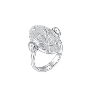 Colección Primavera-Verano: Anillo de oro blanco de 10 quilates de <span class=keywords><strong>plata</strong></span> sirena de doble cara: único, lujo ligero, elegancia ele - Product Image 1