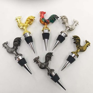 Tappo per Bottiglia di Vino a Forma di Gallo in Lega di Zinco e Acciaio Inossidabile - Conservatore Riutilizzabile per Vino e Champagne - Product Image 1