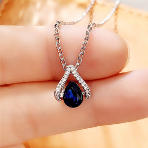 Collana con Ciondolo a Goccia Classico per Donne, Colore Blu Reale, Elegante Accessorio di Moda Quotidiana - Product Image 2