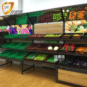 Support en bois en acier de fruits et légumes avec l'<span class=keywords><strong>espace</strong></span> mémoire pour le magasin de fruits frais et l'affichage de supermarché personnalisable - Product Image 3