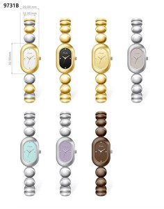 Montre à quartz de luxe pour femme Scottie E9731b, design ovale simple, bracelet en acier inoxydable 9731b, élégance professionnelle et sportive - Product Image 6
