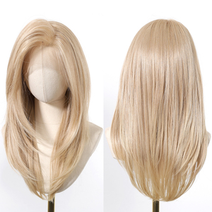 In magazzino 13*6 pizzo parrucca futura fibra pura oro biondo 613 di alta qualità naturale liscia tubo dritto 200% morbido resistente - Product Image 1