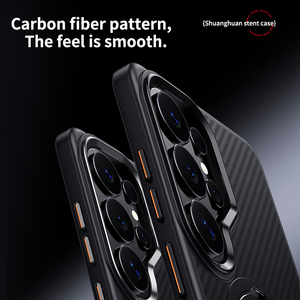 Nueva Funda Magnética Rígida con Soporte y Textura de Fibra de Carbono para Carga Inalámbrica para <span class=keywords><strong>Samsung</strong></span> S26 Ultra S25 Plus S24 S23 <span class=keywords><strong>S22</strong></span> - Product Image 6