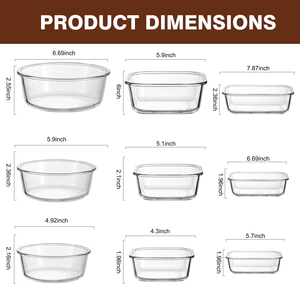 Contenants de préparation des repas en verre sans BPA, hermétiques, avec couvercles - Product Image 2