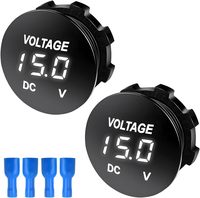 Voltmètre DC 12V 24V, jauge de tension numérique LED pour voiture, affichage numérique rond