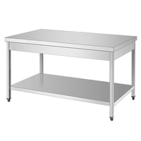Nouvelle table de travail à 2 niveaux en acier inoxydable pour cuisine commerciale, table pliante pour restaurants et équipements hôteliers