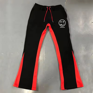 Pantalones extragrandes de algodón desgastado con logotipo personalizado del fabricante, pantalones acampanados para hombre con lavado ácido de peso pesado - Product Image 3