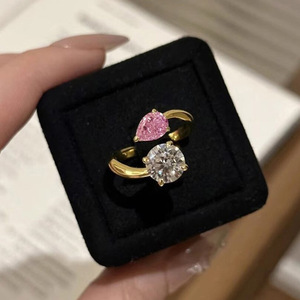 Anello aperto a forma di pera dolce per donna, elegante gioiello da dito alla moda - Product Image 1