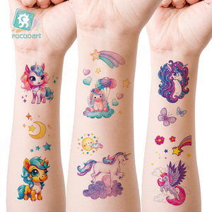 Tatuaggi Temporanei Impermeabili per Bambine Disegni di Unicorno Animali <span class=keywords><strong>Sirena</strong></span> per Feste di Compleanno Colore Glitterato - Product Image 1