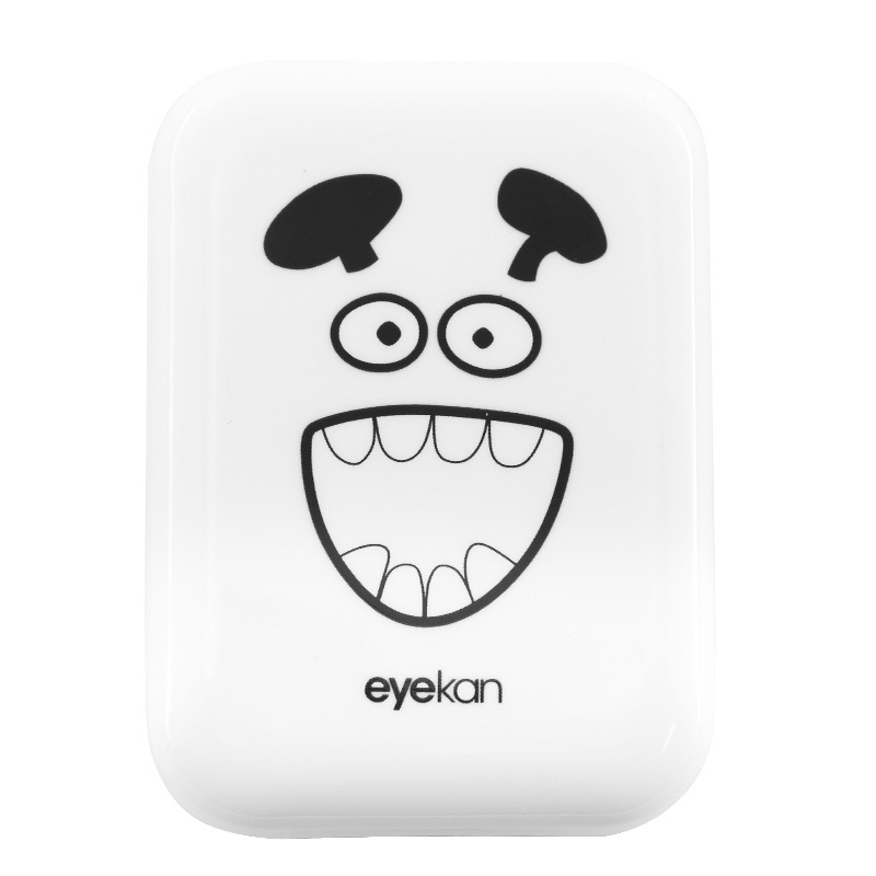 Customizable Plastic Contact Lens mate box Fashion Cute White various of happy teeth patterns Portable Set Contact Lens Case