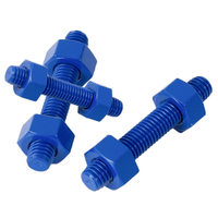 C1010 Steel 10B21 Grade 12.9 ASTM B7 Blue PTFE Fluoropolymer Coated Stud Bolts Threaded Rods DIN 975