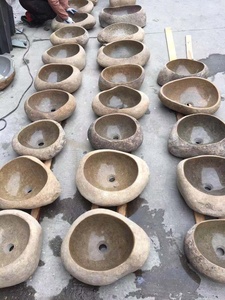 טבעי צהוב אקראי נהר אבן לשטוף אגני לאמבטיה מטבח - Product Image 3