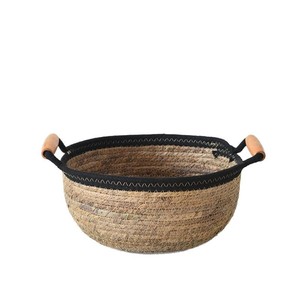 Desktop <b>storage</b> <b>basket</b>, coffee table organizer, round hand-held banana <b>rope</b> woven cosmetics <b>storage</b> <b>basket</b> - Product Image 4