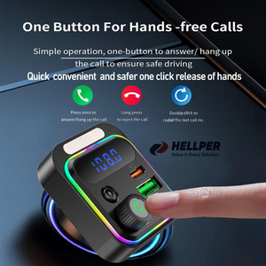 Hellper Xách Tay Xe Cho <span class=keywords><strong>Bluetooth</strong></span> MP3 Âm Nhạc Máy Nghe Nhạc Nhanh Chóng Sạc <span class=keywords><strong>FM</strong></span> <span class=keywords><strong>Transmitter</strong></span> Qc3.0 Điện Thoại Xe Hơi Sạc Cổng USB PD20W Di Động - Product Image 5