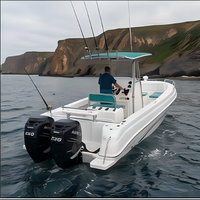 Bateau de pêche à console centrale 7,5 m 300 CV 8 personnes Coque en V à 21 degrés Réservoir de carburant 200 L Bateau marin GRP