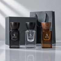 Flacon de parfum en verre de luxe personnalisé à fond épais avec bouchon en bois, grande quantité, 50 ml, 100 ml, flacon de parfum vide avec boîte