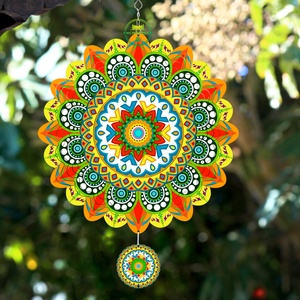 Wholesale Garden Ornaments 3D Wind Spinner Mandala,Colorful Custom Shape Wind Spinners <b>Ball</b> Bearing Garden Decoration Mandala - Product Image 4