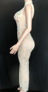NOANCE Y2836 di alta qualità cristalli Bling abiti da ballo 2023 moderno nuovo autunno abito in rete abbigliamento donna senza maniche per la festa - Product Image 2