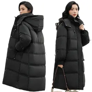 2023 New Autumn Winter Women Puffer Jacket Cotton Padded Casual Coat Long Hooded Parkas Clothes Wadded Warm Outwear