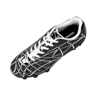 Chaussures de football personnalisées à motif géométrique noir et blanc, crampons pour terrain ferme, chaussures de sport d'entraînement en salle pour hommes