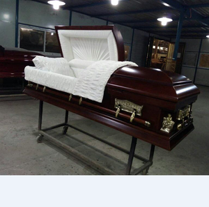 Ataúd funerario de estilo americano tallado a mano de madera MDF Hardware <span class=keywords><strong>dorado</strong></span> Terciopelo Interior Acero alto Diseño de la Última Cena - Product Image 3