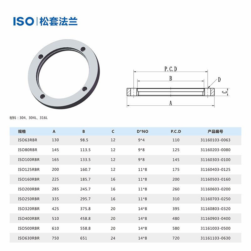 Vacuum Stainless Steel 304 316 ISO Large Flange Rotatable with holes weld flange