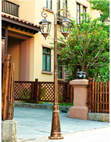 Lámpara de Jardín con Bombillas LED E27 para Exteriores, Farol Decorativo para Patio, Camino de Entrada, Poste de Aluminio, Farola LED