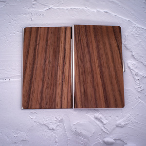 नाम कार्ड धारक मेपल ब्लैक अखरोट ईबाना लकड़ी एल्यूमीनियम मिश्र धातु व्यवसाय नाम कार्ड धारक उपहार - Product Image 6