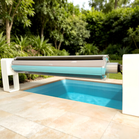 Cubierta de Piscina Automática Personalizable BINSPAPO de Policarbonato con Soportes para Piscinas Elevadas de hasta 8.5m, 24V, Control por WiFi/Aplicación