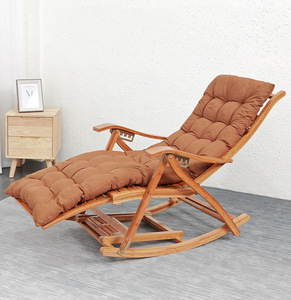 Chaise de détente en bambou réglable, fauteuil à bascule décontracté pour balcon, balançoire d'extérieur, chaise longue pour adulte - Product Image 1