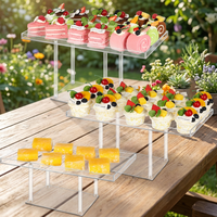 Lot de 3 présentoirs de table à dessert en acrylique transparent écologique, supports de buffet, rehausseurs pour cupcakes, pâtisseries et friandises