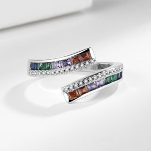 Anillo de Moda con Circonita de Colores Arcoíris para Mujer, Anillo para el Dedo Índice - Product Image 4