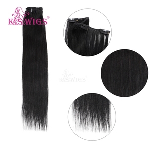 Extensions de cheveux naturels chinois Remy 100 % en gros, à clipser, cuticules alignées, double épaisseur, doux, sans perte, couleur foncée, lisses naturels. - Product Image 2