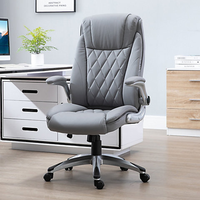Fauteuil de bureau de direction inclinable de luxe en cuir PU souple avec fonction massage réglable