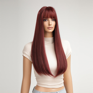 Perruque frontale 360 en dentelle transparente, cheveux vierges européens raides, rouge bordeaux, 24 pouces, densité 150%, installation facile, tendance et sécurisée - Product Image 3