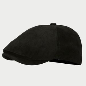 หมวกทรงนักข่าวสไตล์วินเทจอังกฤษ สำหรับฤดูใบไม้ร่วงและฤดูหนาว หมวกเพนท์เตอร์ลำลองสำหรับผู้ชายและผู้หญิง หมวกเบเร่ต์สีพื้นผ้าหนังกลับ - Product Image 5