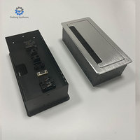 Vente chaude Rectangle Forme En Aluminium Couverture Flip-Up Socket Meubles Table Top Bureau Chambre Hôtel Gestion Des Câbles En Alliage
