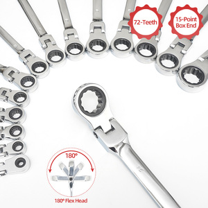 Wholesale 15pcs Metric Flex Head <b>Ratchet</b> Wrench <b>Set</b> CRV Industrial Grade Herramientas <b>Spanner</b> Tools - Product Image 3