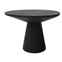Table basse ronde contemporaine en bois de frêne massif de style nordique, table d'appoint design noire, vente en gros