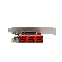 Carte contrôleur SATA CIe3.0 4X vers 6 ports SATA3 6 Gbps ASM1166 Carte d'extension Convertisseur SATA3 PCI Express X2 Gen 3 Carte hôte