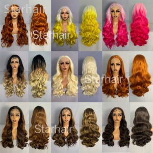 Perruques de 32 Pouces en Fibre Synthétique Haute Température Haute Qualité pour Tête de <span class=keywords><strong>Mannequin</strong></span>, Extensions de Cheveux Synthétiques Effet Naturel HD Lace Front - Product Image 6